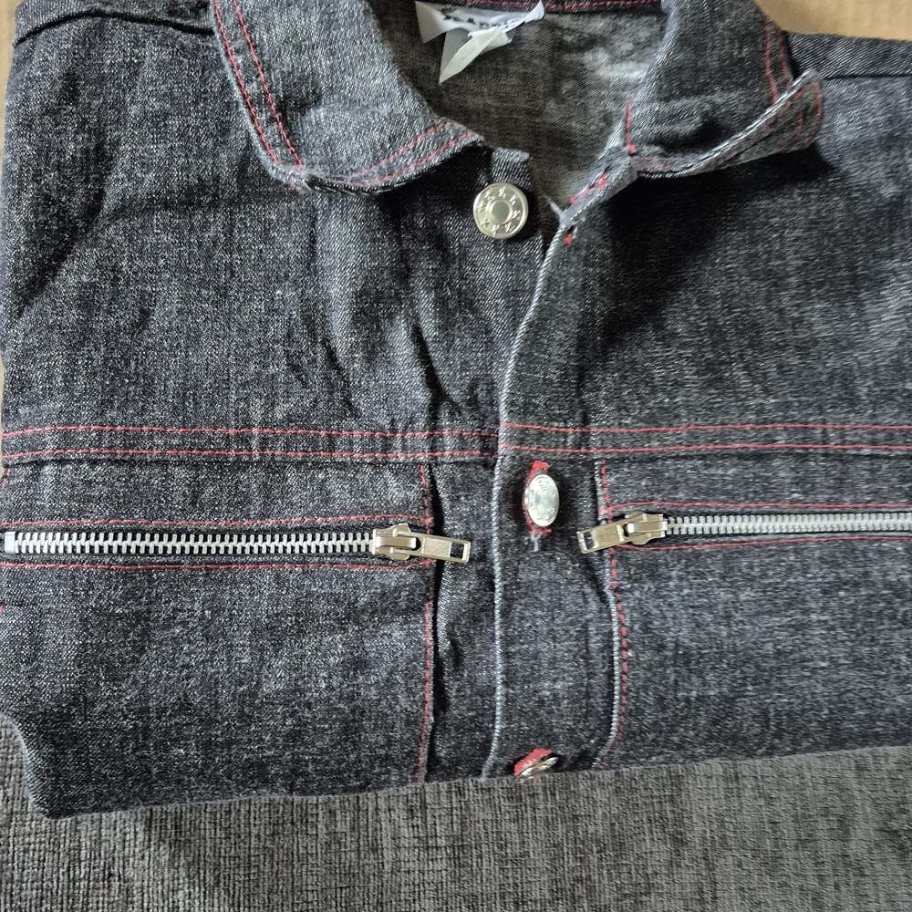 Annie Black Jean Jacket with Red Stitching - Picture 7 of 8